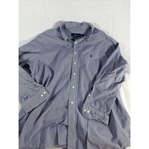 Ralph Lauren Polo Slim Fit Dress Shirt Blue Plaid Size 17.5 34/35 Button Down